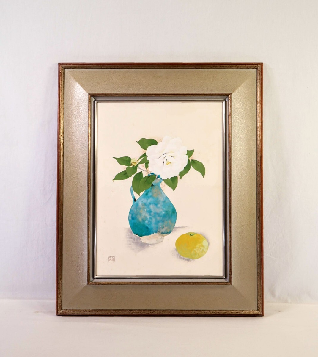 Yahoo!オークション - 真作 松岡政信 日本画「花と果」画寸 8号 和歌山