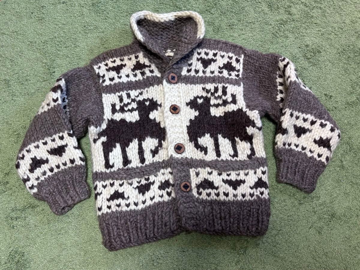 VINTAGE /USED カウチンニット トナカイ柄 カナダ製 カウチンセーター