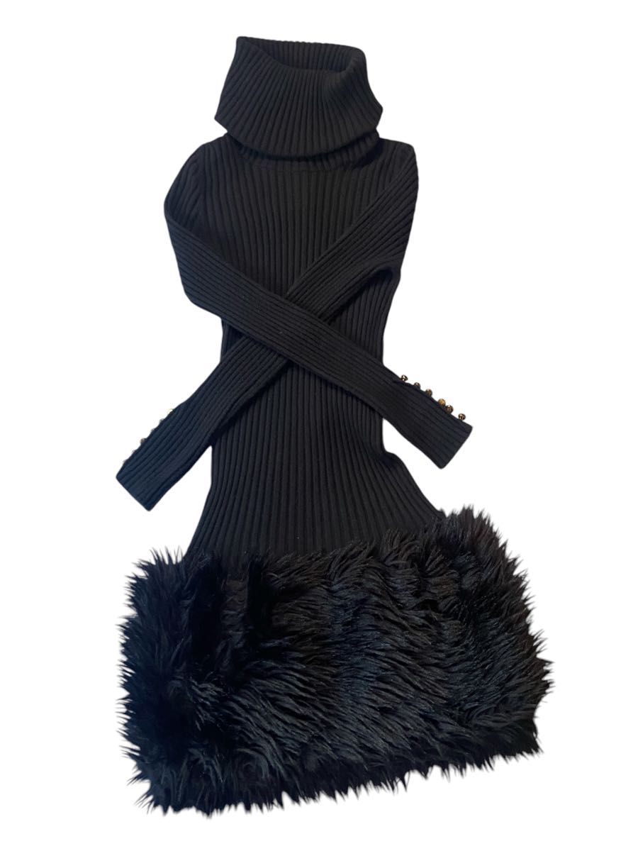 CHANEL シャネル ヴィンテージ ココマークボタン ニット ワンピース 38