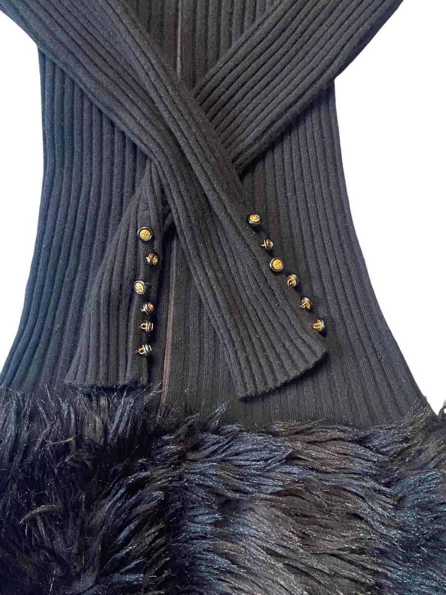 CHANEL シャネル ヴィンテージ ココマークボタン ニット ワンピース 38