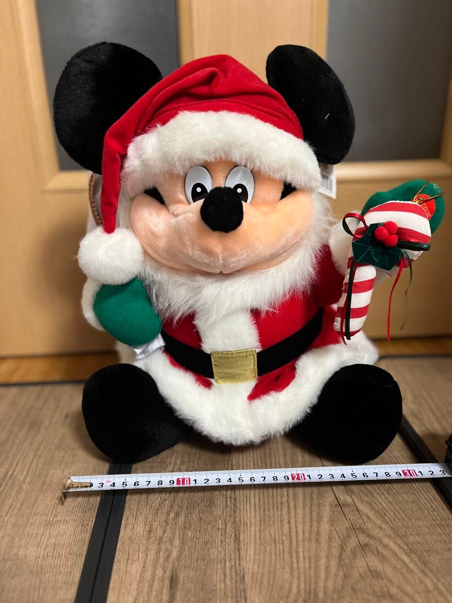 未使用 X'mas ミッキーマウス サンタ ぬいぐるみ 高さ約40cm 光と音