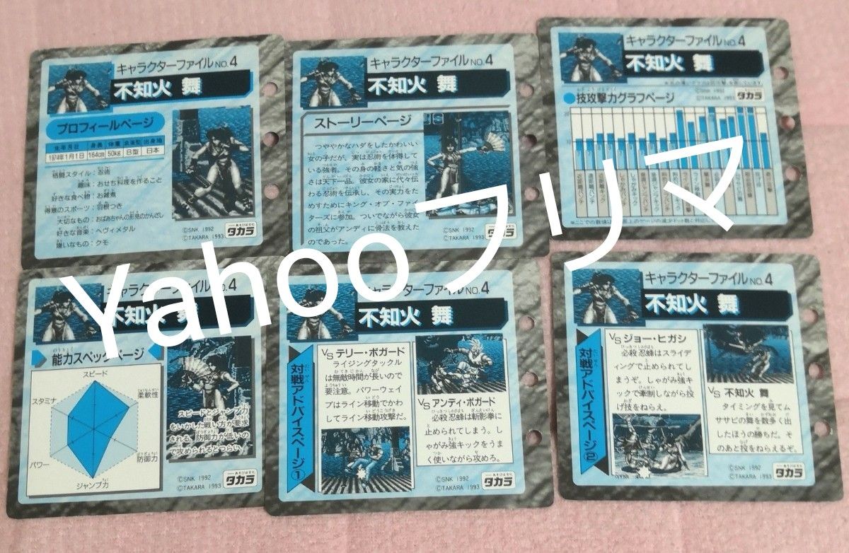 不知火舞 キャラクターファイル タカラ カード 6枚セット 餓狼伝説