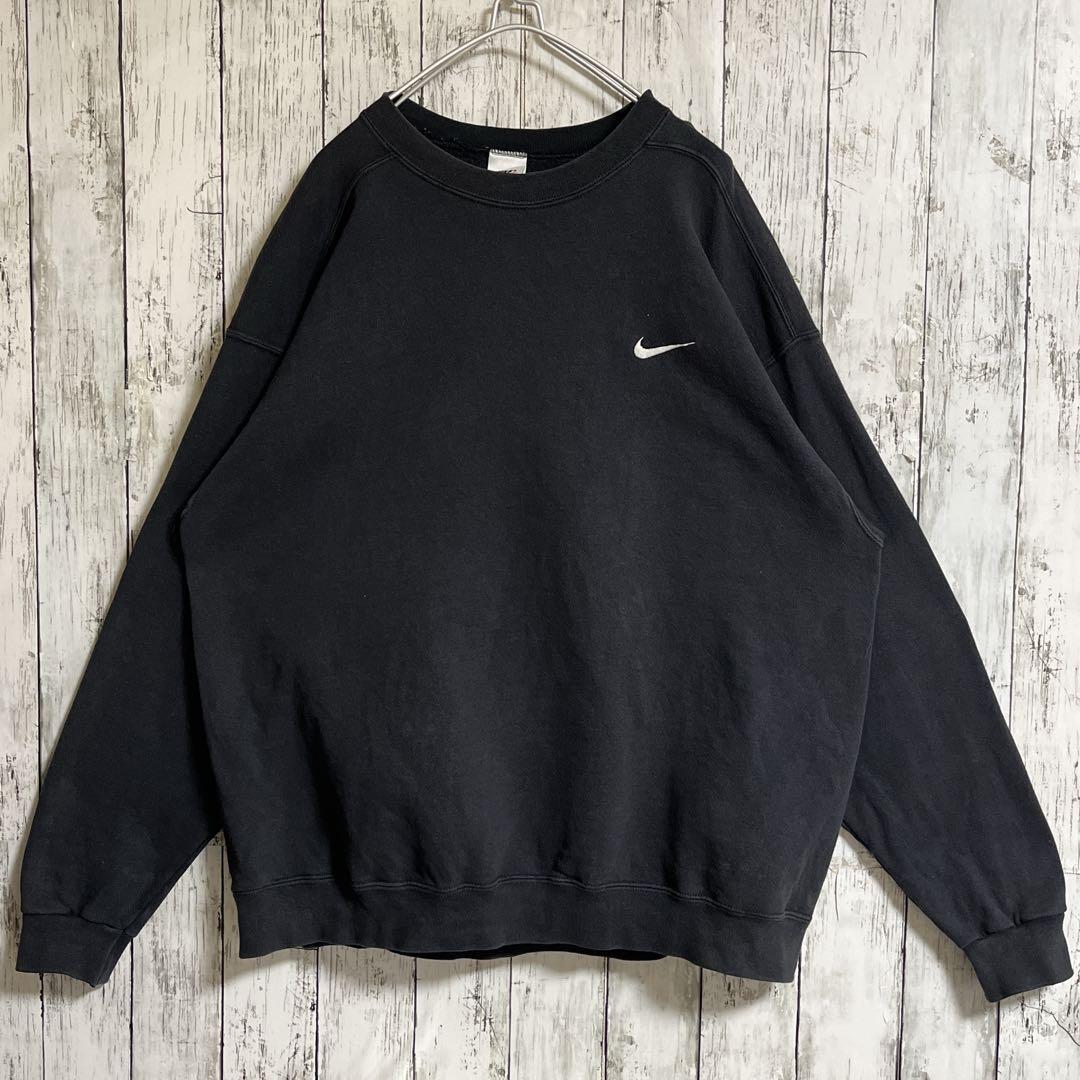 90's NIKE ナイキ 白タグ 銀タグ スウェット トレーナー L 黒 ブラック