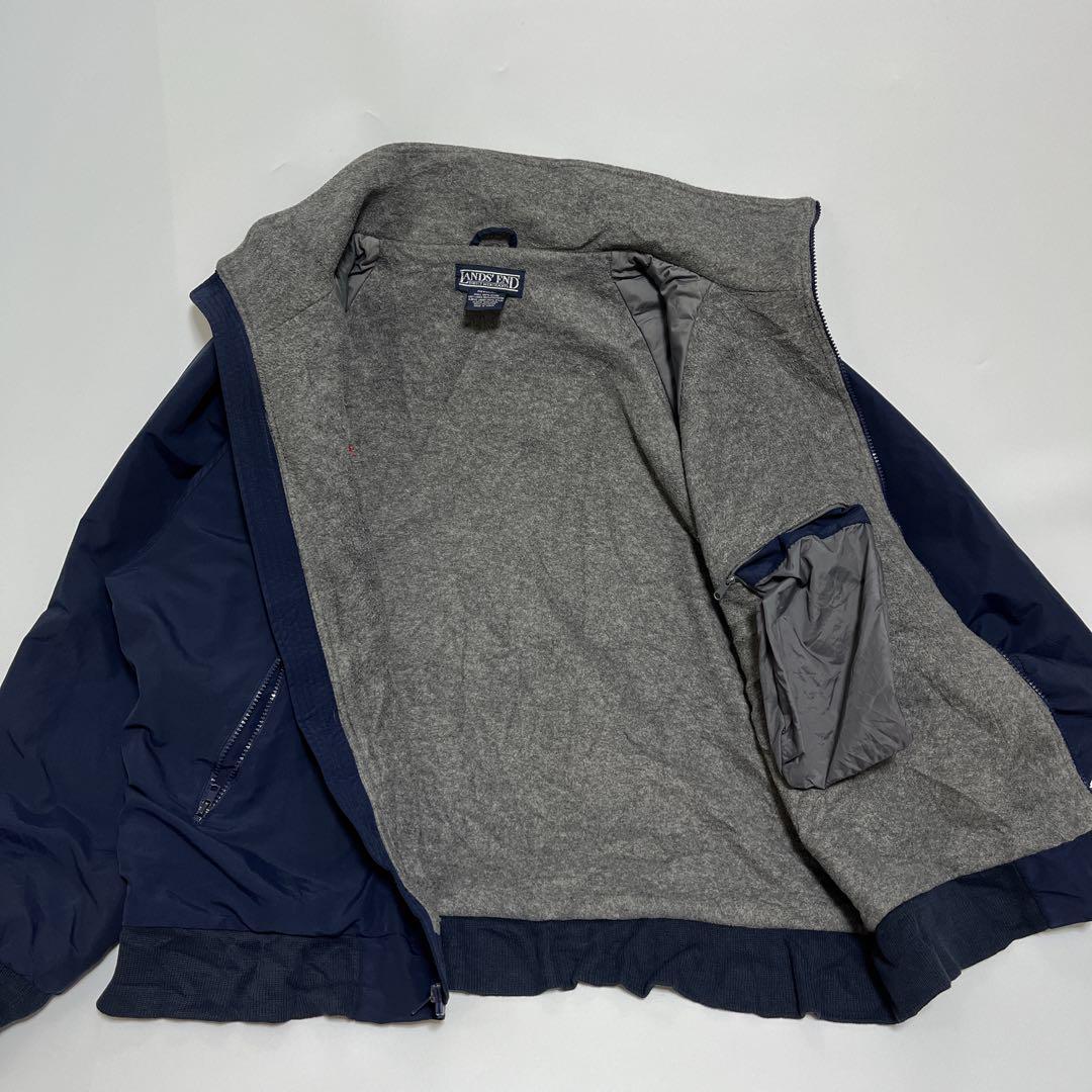 90's LANDS END ランズエンド ウォームアップジャケット L 紺 ネイビー