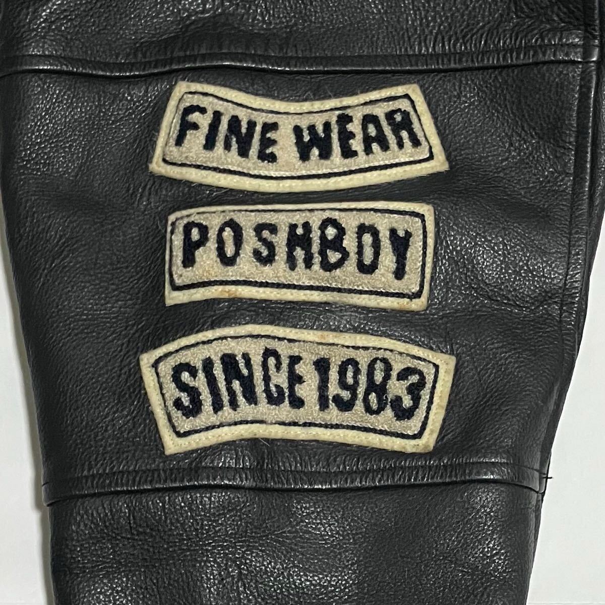 希少】POSH BOY ポシュボーイ スタジャン 牛革レザー 襟レザー