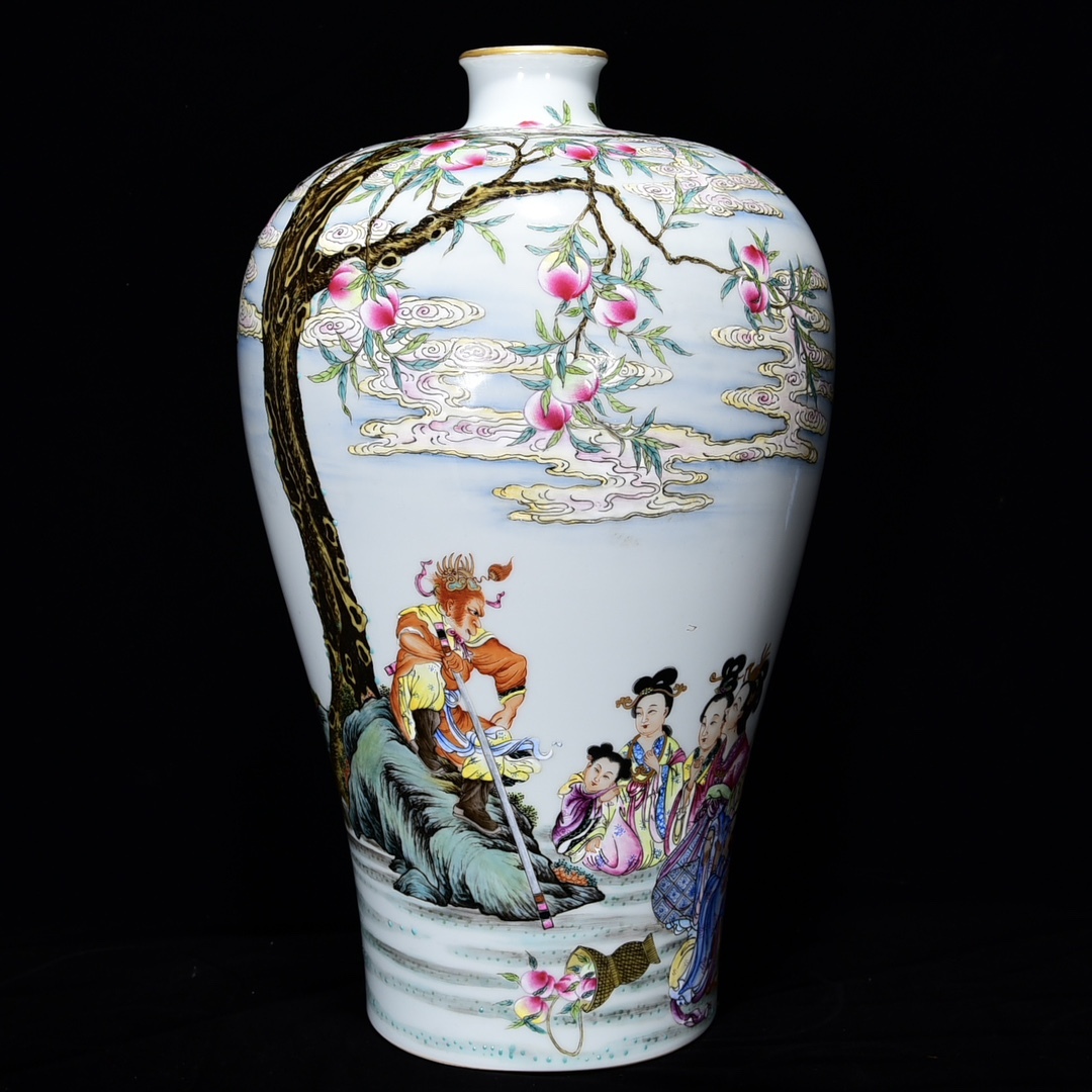 中国古美術 清雍正款 孔雀青釉 暗刻 花瓶 広口壺 古陶磁 骨董品 唐物