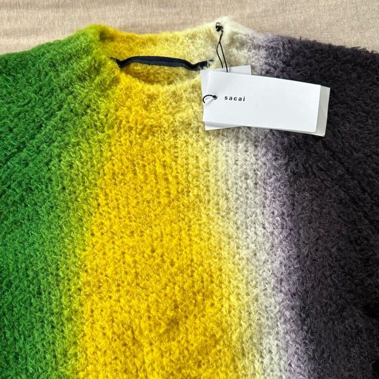 4新品 sacai メンズ タイダイ ニット セーター ブラック グリーン