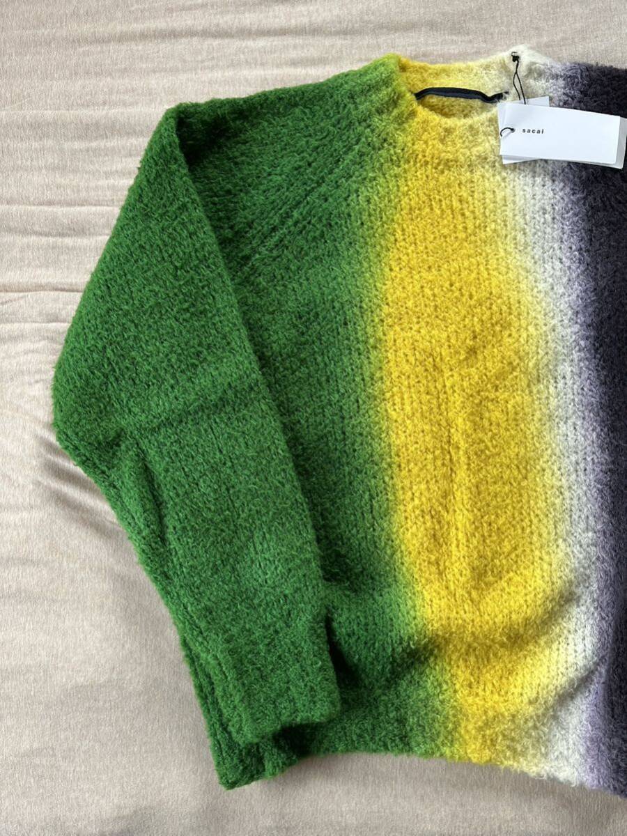 4新品 sacai メンズ タイダイ ニット セーター ブラック グリーン