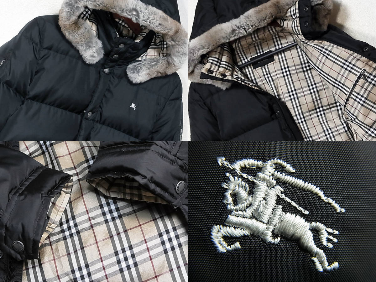 極上 ビバンダムダウンジャケット ブラック×ノバチェック ラビット