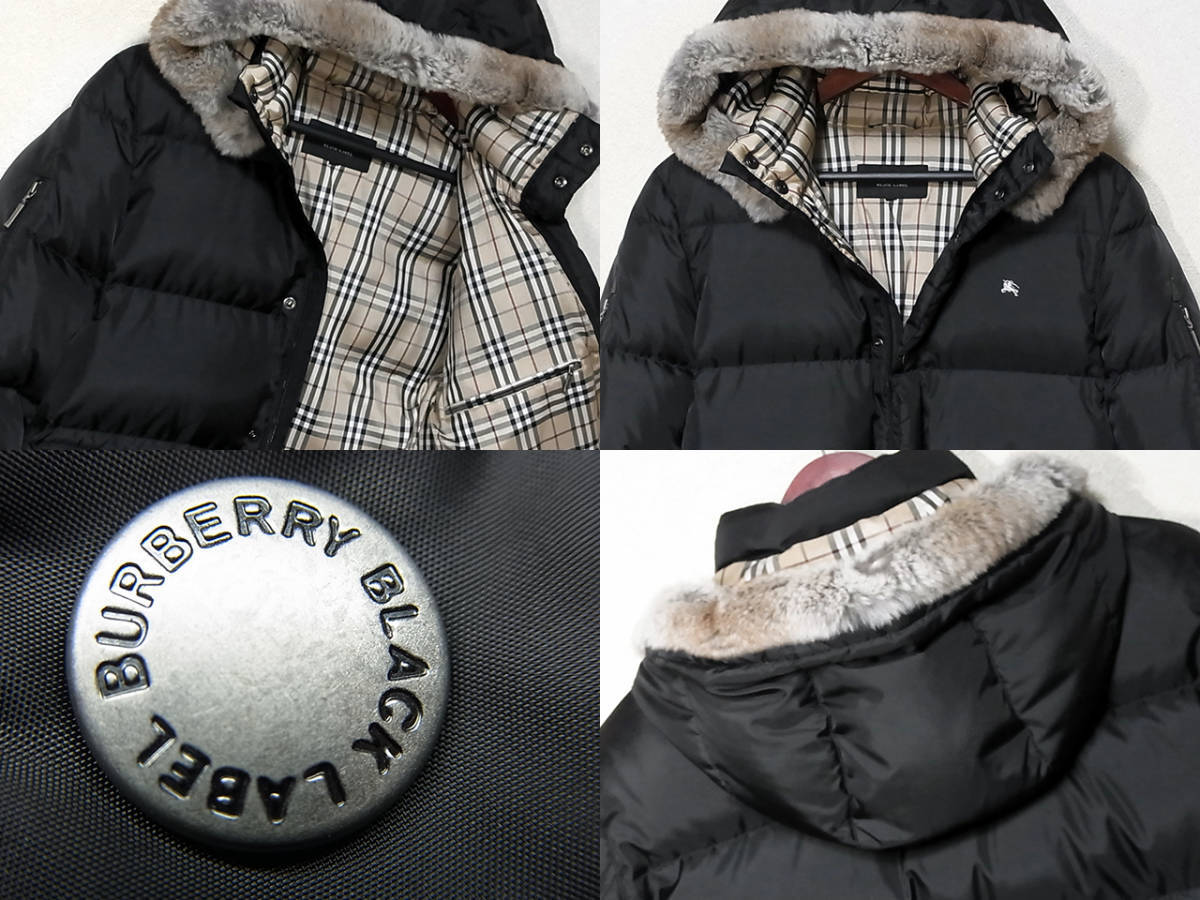 極上 ビバンダムダウンジャケット ブラック×ノバチェック ラビット