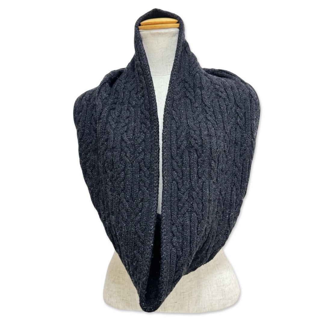 HERMES エルメス ウール×カシミヤ スヌード マフラー メンズ