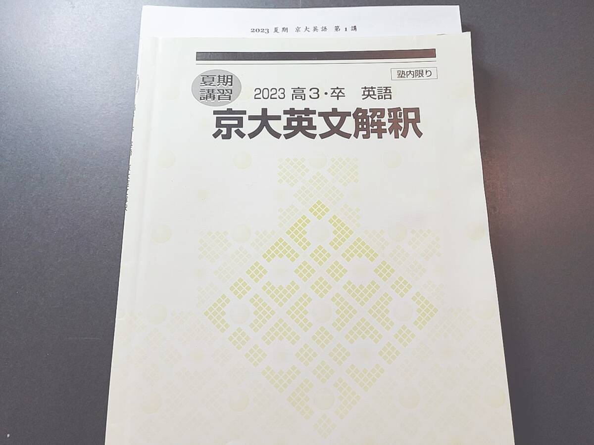 河合塾 23年夏期 玉置全人先生 京大英文解釈 テキスト・プリントフル