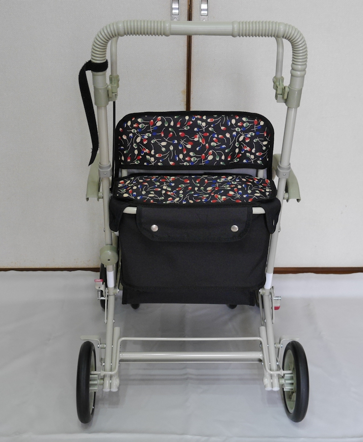 ☆【島製作所】シルバーカー マーチS 小花ブラック☆re000587A 島