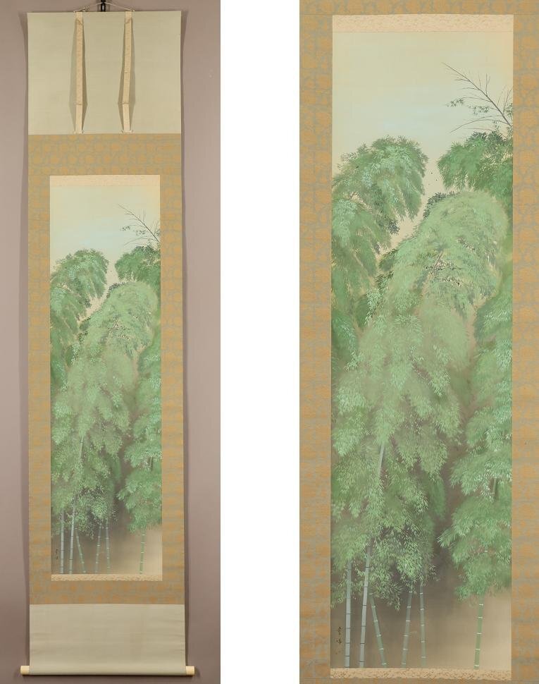 真作/島根県出身/大島祥丘/鯉図/跳鯉図/布袋屋掛軸HJ-745 真作/島根県