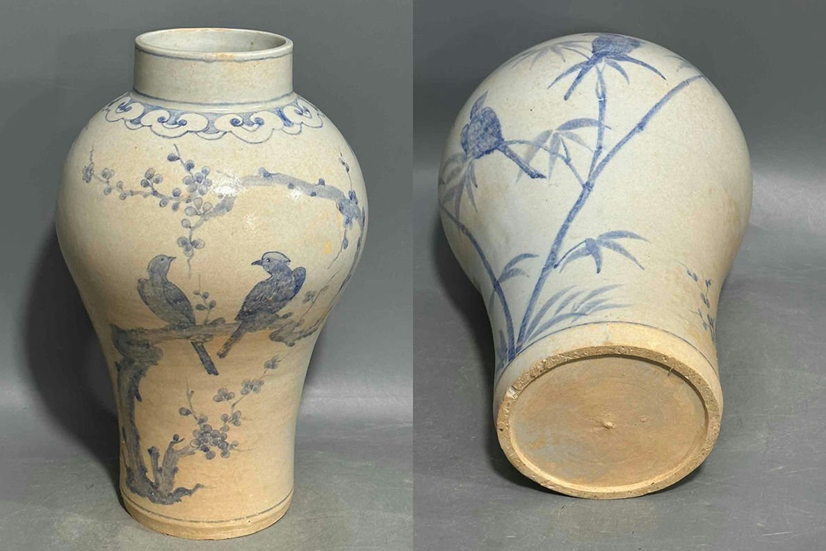 o*0様 李朝染付壺 / 朝鮮美術 中国古玩 中国美術 骨董品 時代品 古美術