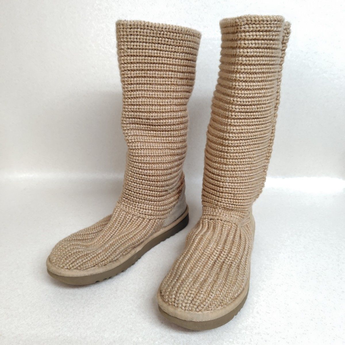 UGG アグ ニットブーツ 24cm ロング ムートン ベージュ｜Yahoo!フリマ