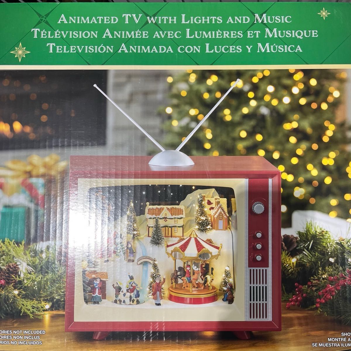 新品未開封 コストコ クリスマスシーンレトロ TV ライト