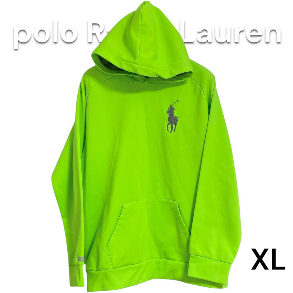 ポロラルフローレン ジャージパーカー 蛍光グリーン XL ビッグポニー