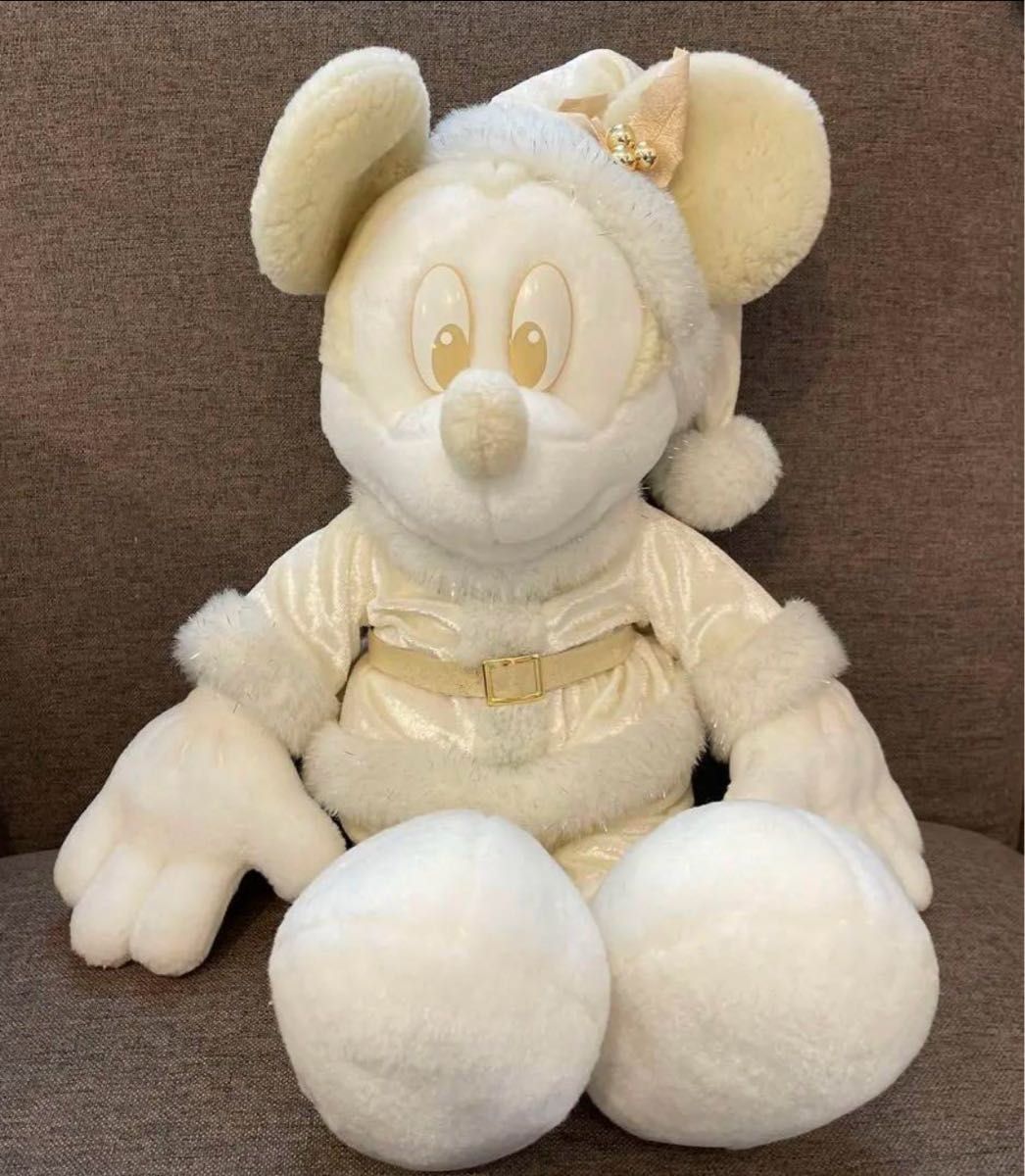 レア ディズニー ミッキー ぬいぐるみ クリスマス 白 Disney 当時物
