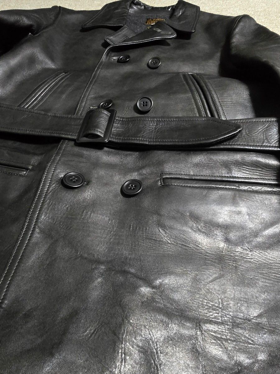 アットラスト ホースハイド ダブル カーコート 42 黒 Timeworn