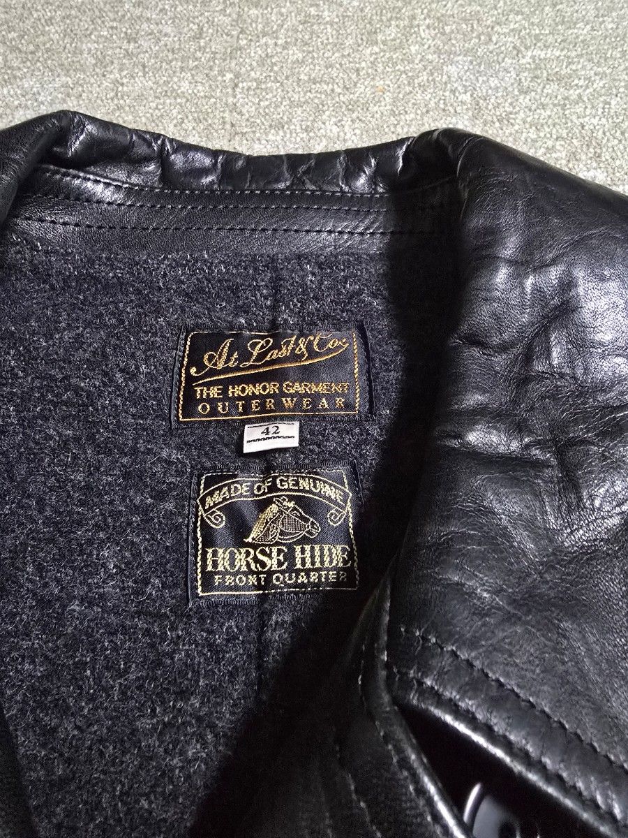アットラスト ホースハイド ダブル カーコート 42 黒 Timeworn