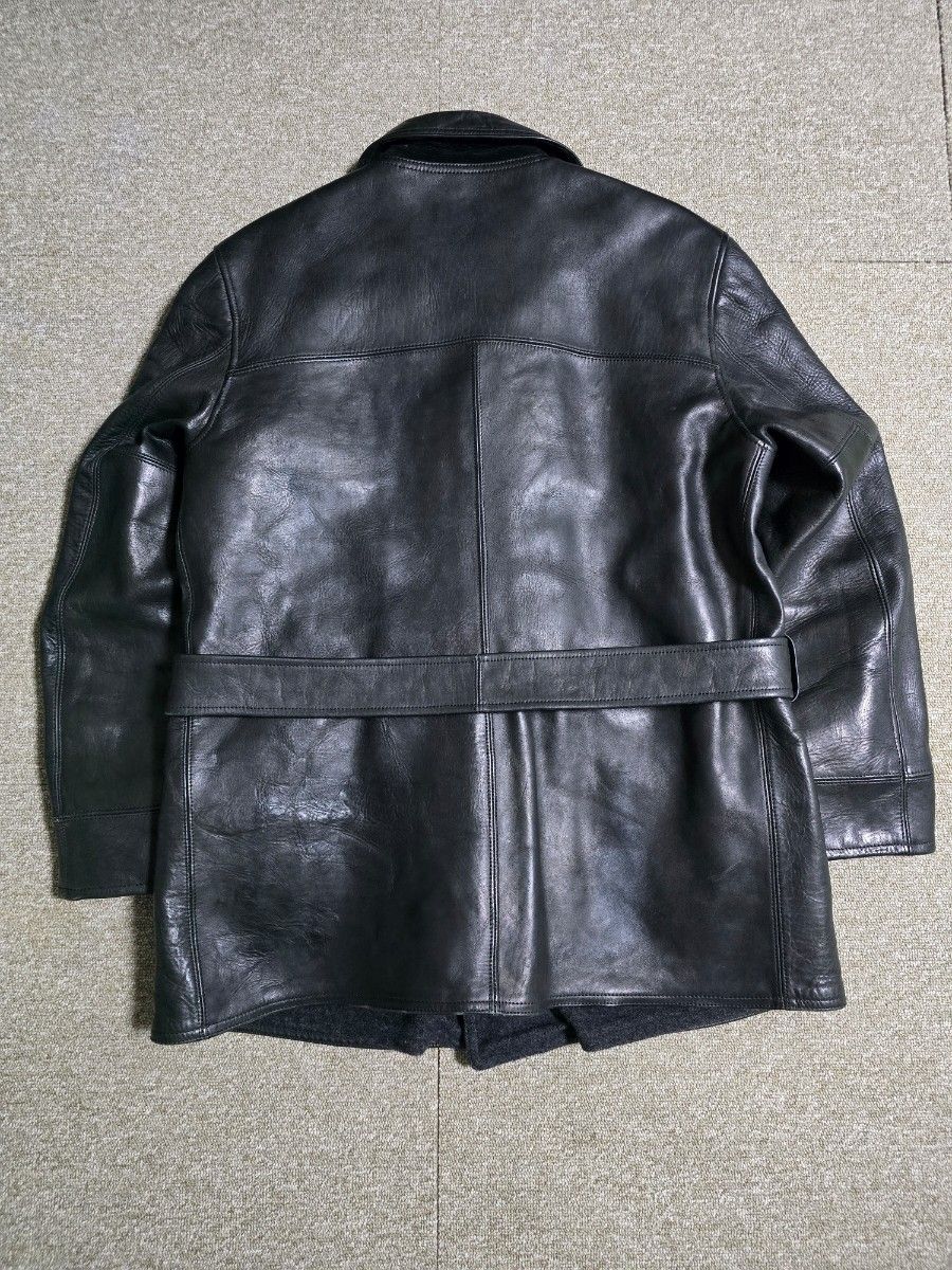 アットラスト ホースハイド ダブル カーコート 42 黒 Timeworn
