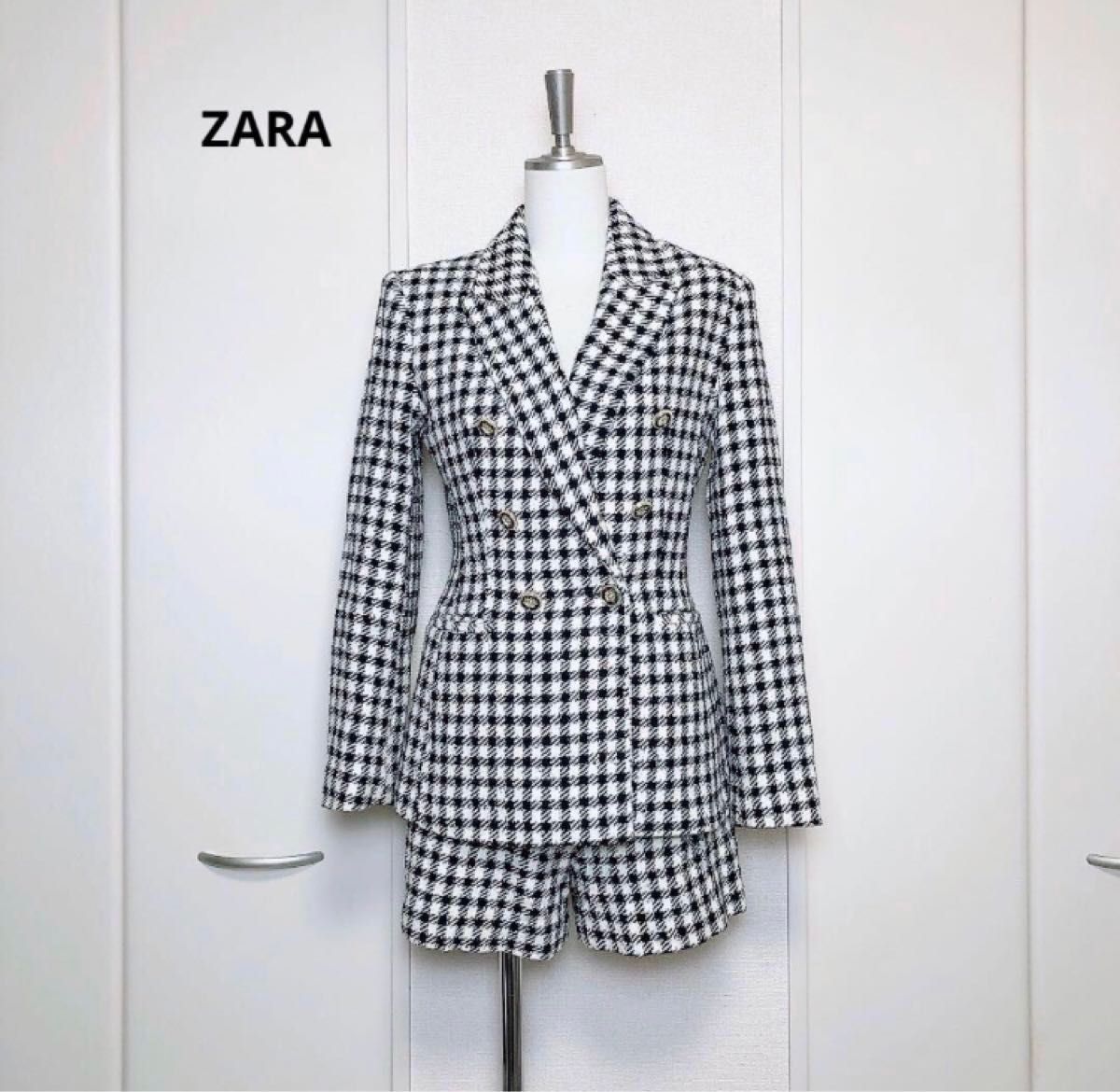 ZARA ザラ ツイード チェック セットアップ ハウンドトゥース ブレザー