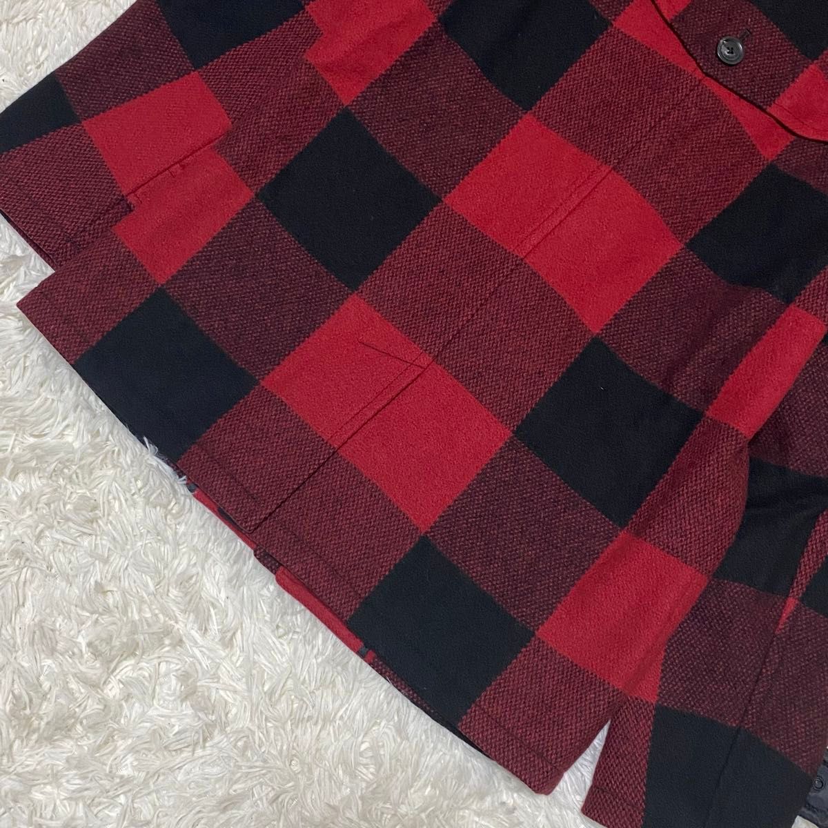 美品 BURBERRY BLACK LABEL ダッフルコート チェック 赤 バーバリー