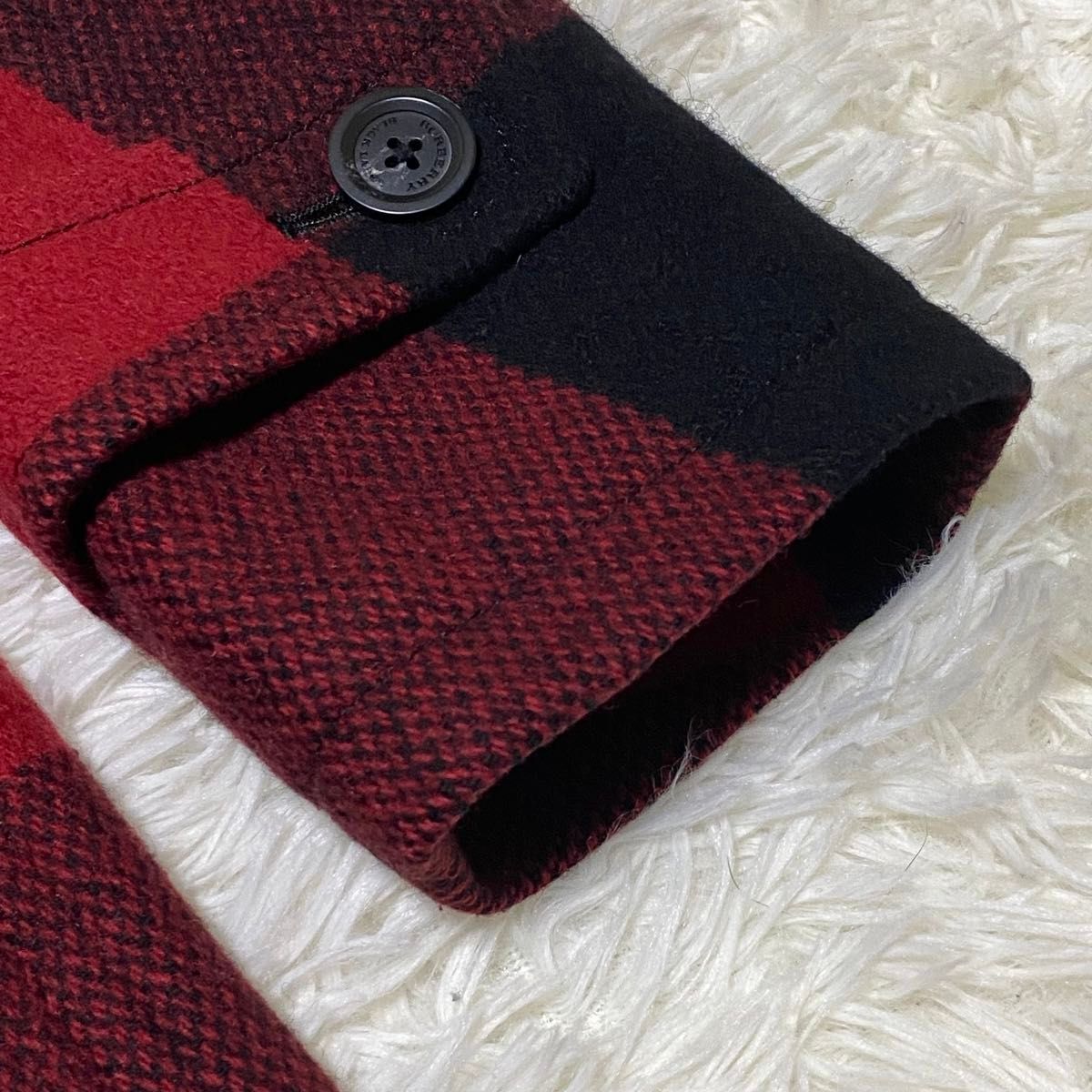 美品 BURBERRY BLACK LABEL ダッフルコート チェック 赤 バーバリー