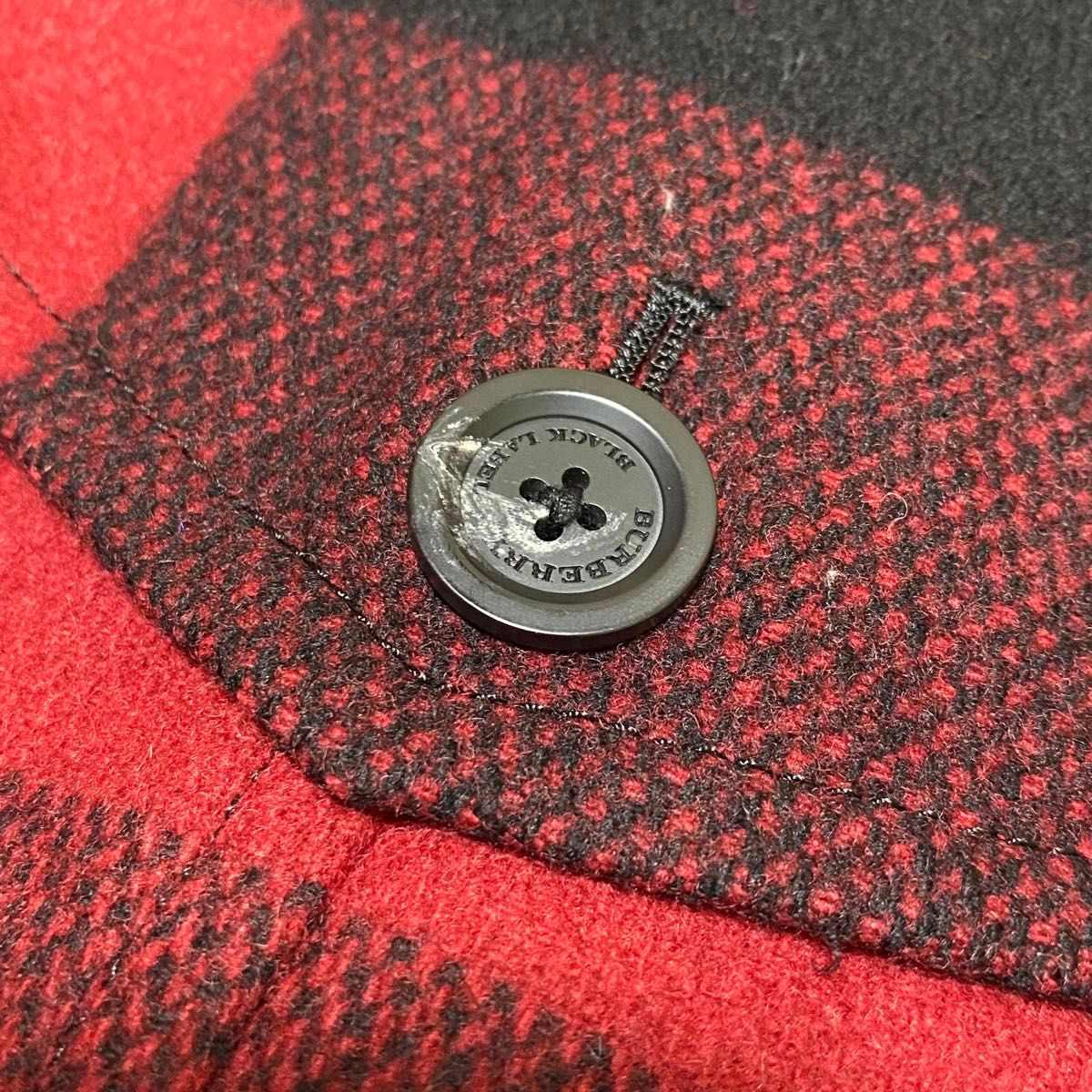 美品 BURBERRY BLACK LABEL ダッフルコート チェック 赤 バーバリー