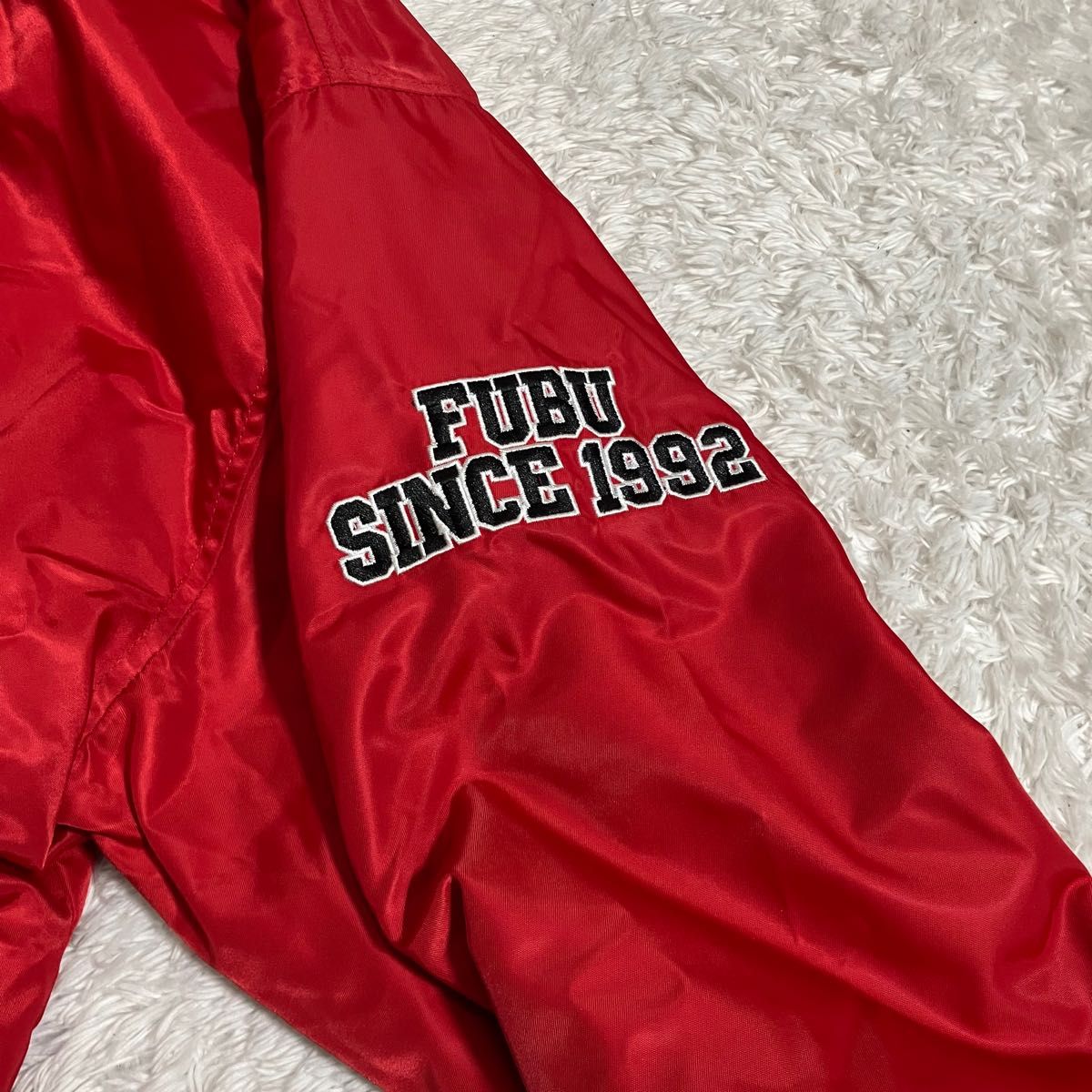 美品 FUBU フブ スタジャン スタジアムジャンパー 刺繍ロゴ デカロゴ