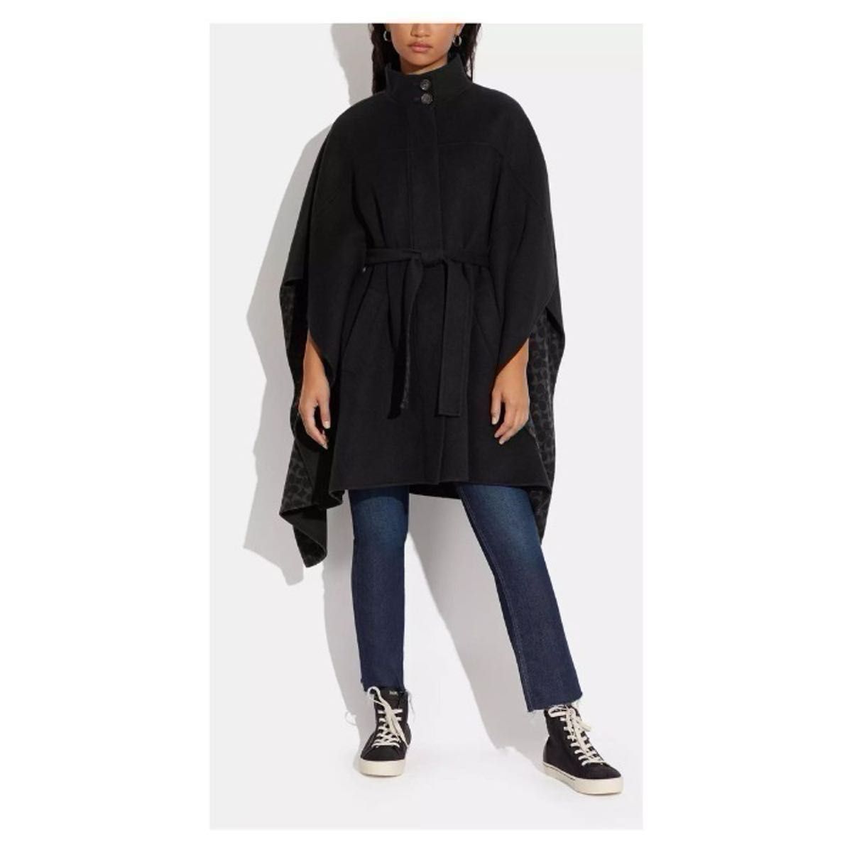 COACH コート お洒落に暖か ダブル フェイス ウールケープ Double Face