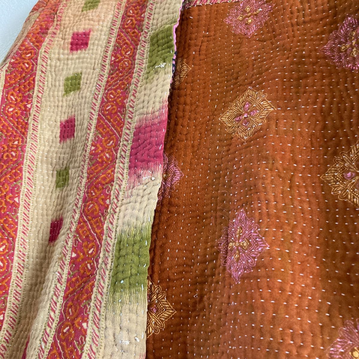 インド 手刺繍 ラリーキルトコート 刺し子 カンタ刺繍 ジャケット 綿