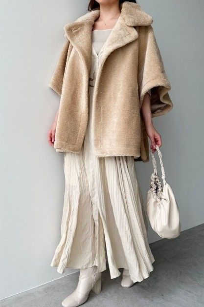 ココディール ボアポンチョコート ベージュ ケープ 人気 可愛い 正規店