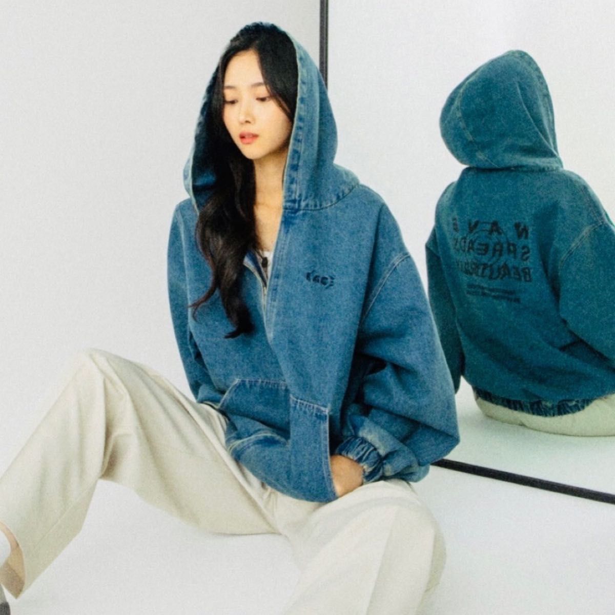 BTS JIMIN ジミン 韓国 ソウル 展示会 デニム ジップアップ フーディー