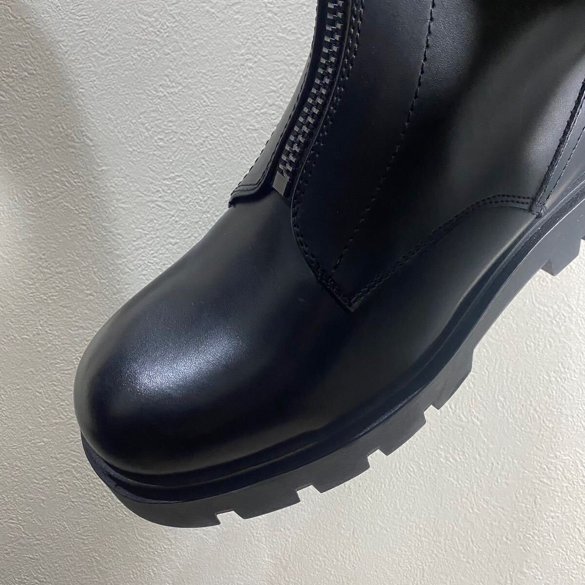 新品 ZARA 厚底ジップブーツ 27 0cm 42 BLACK メンズ ザラ PUレザー