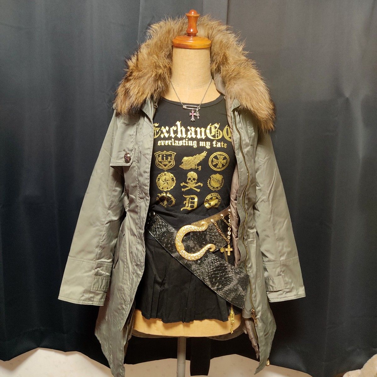 平成ギャル y2k ファー付き ミニタリー モッズコート フェアリー