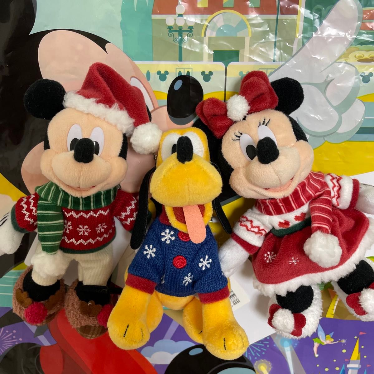 ディズニー クリスマス ミッキー ミニー プルート ぬいぐるみバッジ 3