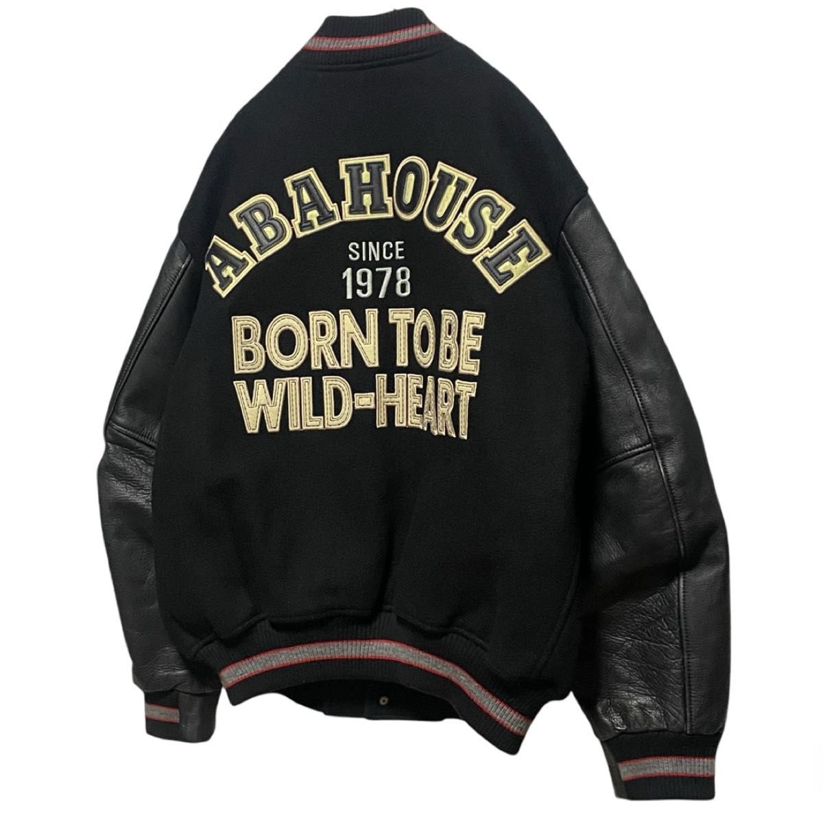 90s ABAHOUSE アバハウス フルデコ スタジャン レザーウール 日本製