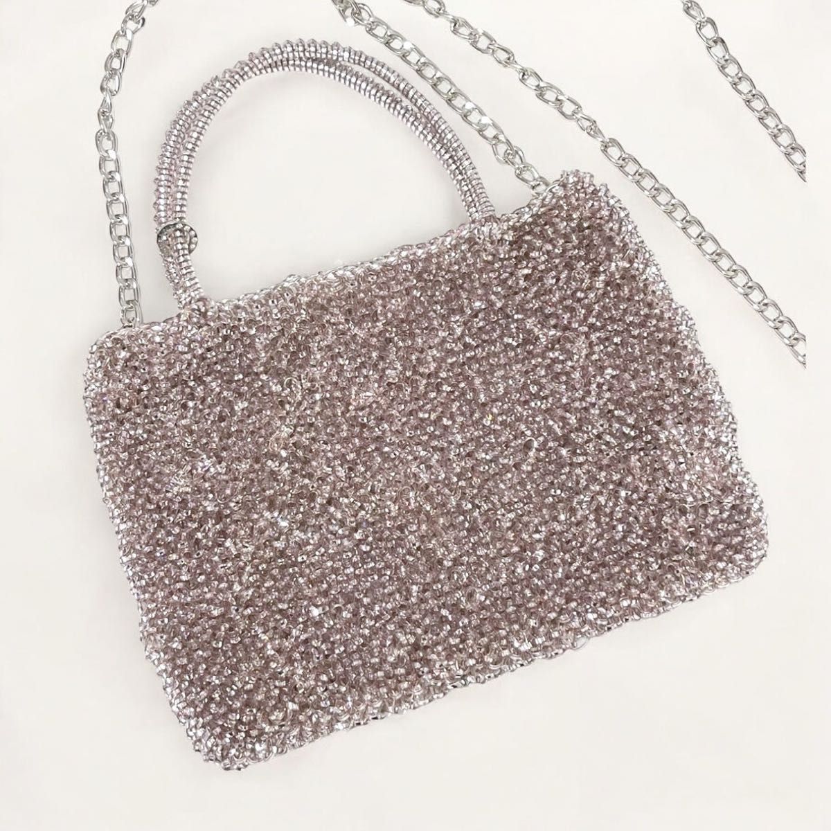 アンテプリマ スクエア ミディアム シルバーピンク ショルダーバッグ