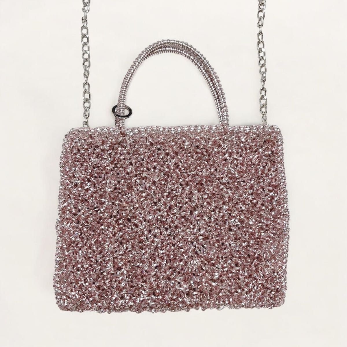 アンテプリマ スクエア ミディアム シルバーピンク ショルダーバッグ