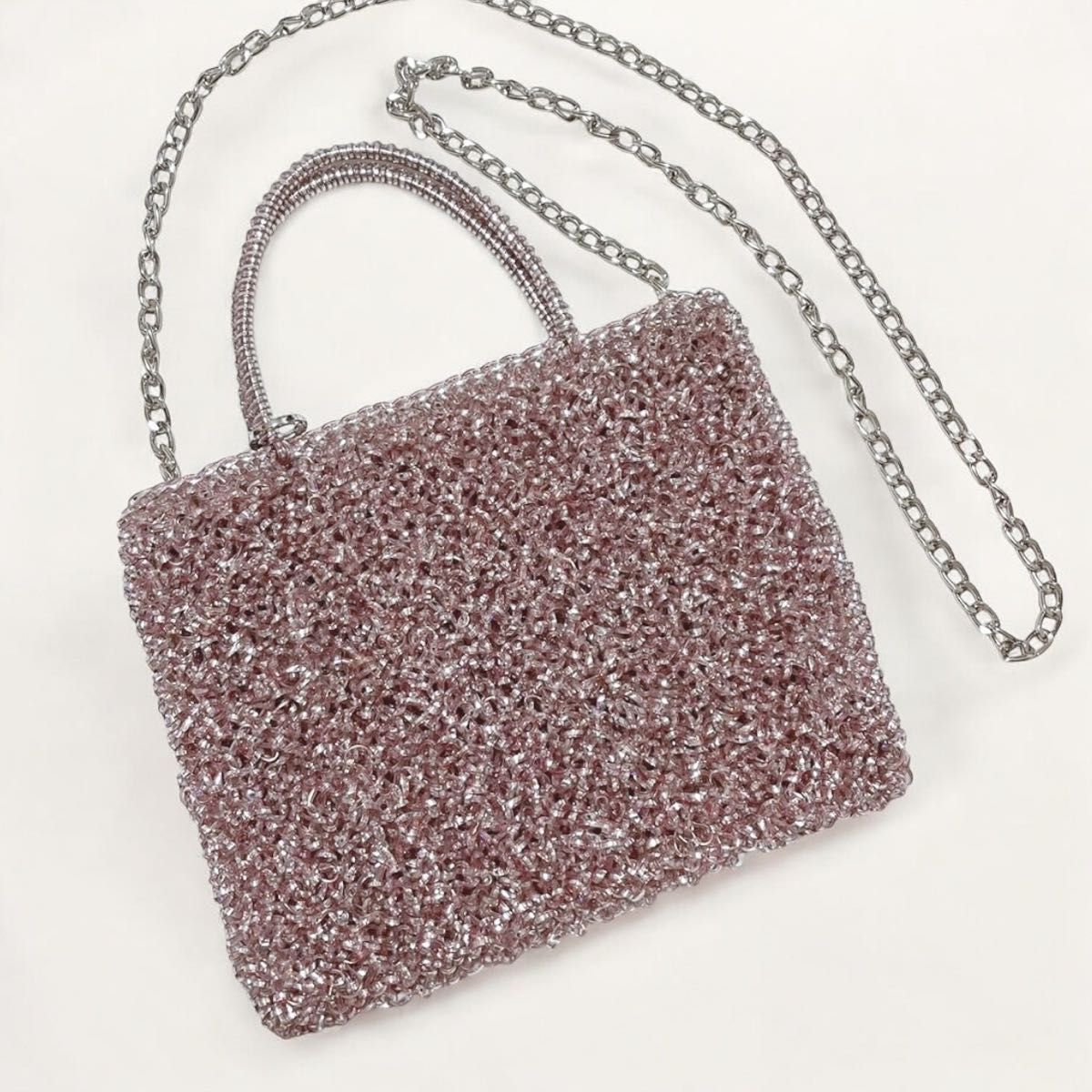 アンテプリマ スクエア ミディアム シルバーピンク ショルダーバッグ