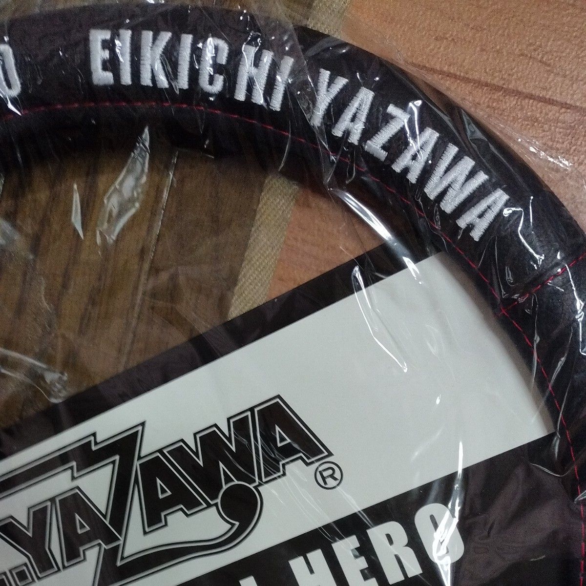 E.YAZAWA ROCK'N'ROLL 赤黒レザーハンドルカバー 矢沢永吉 E.YAZAWA