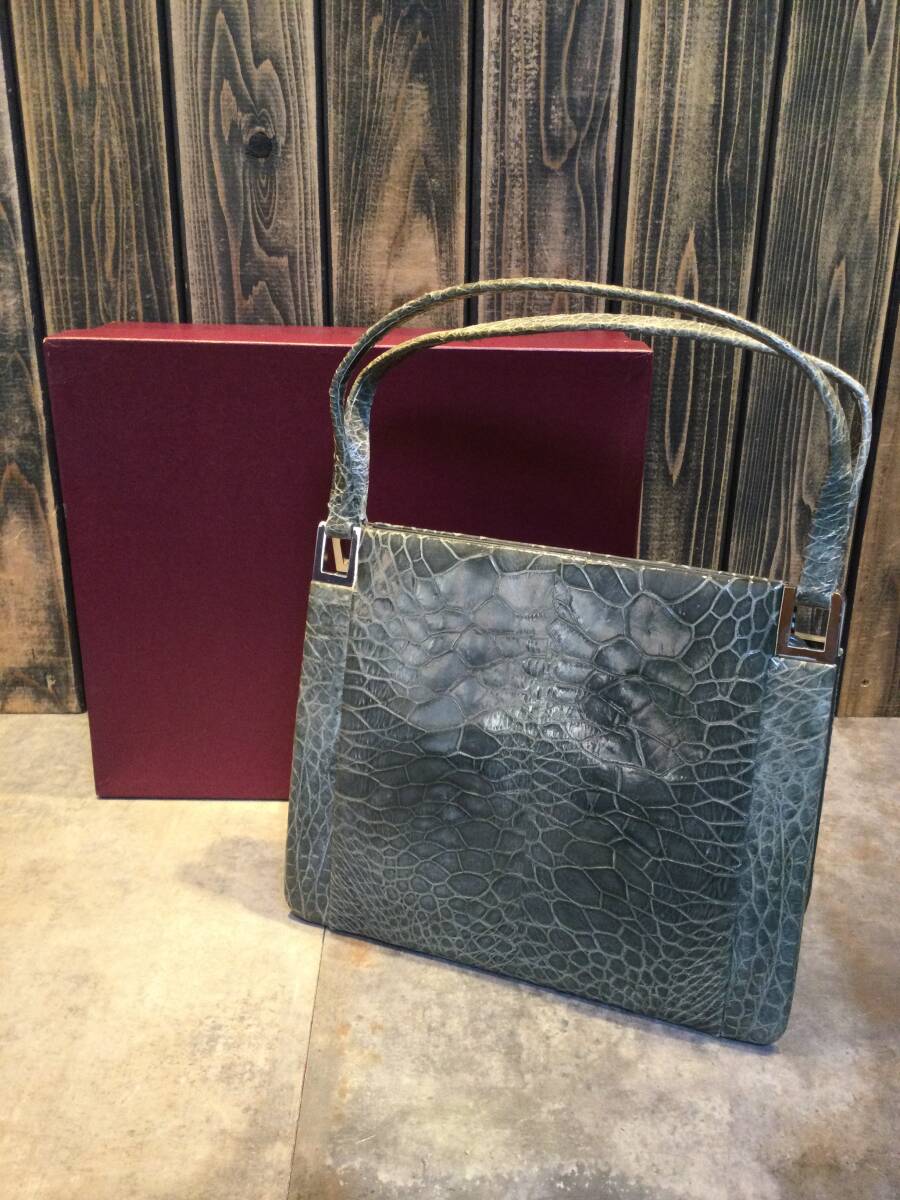 希少 タートルレザー ハンドバッグ 草履 亀革 希少 タートルレザー