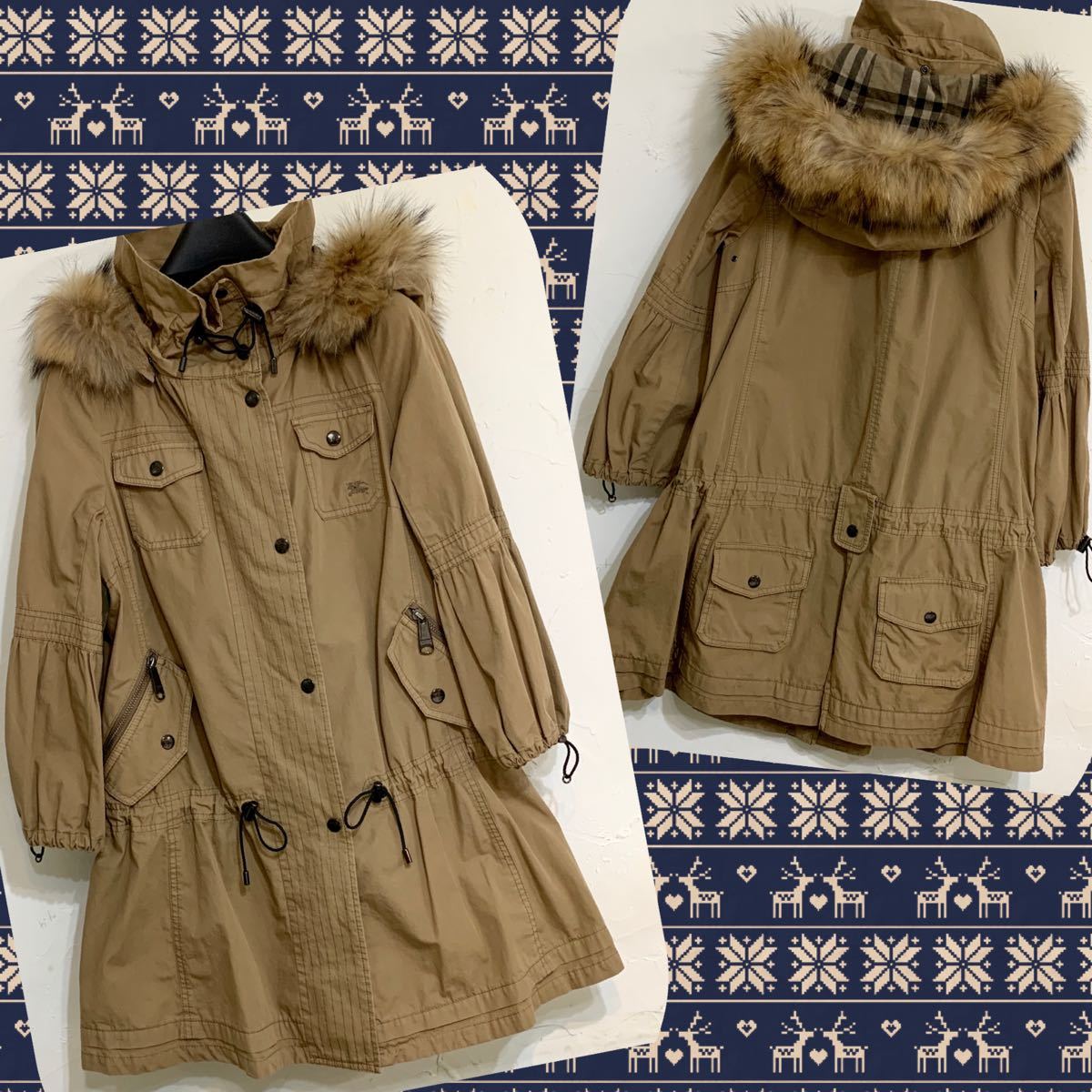 美品 バーバリー ブルーレーベル モッズ コート キャメル サイズ38