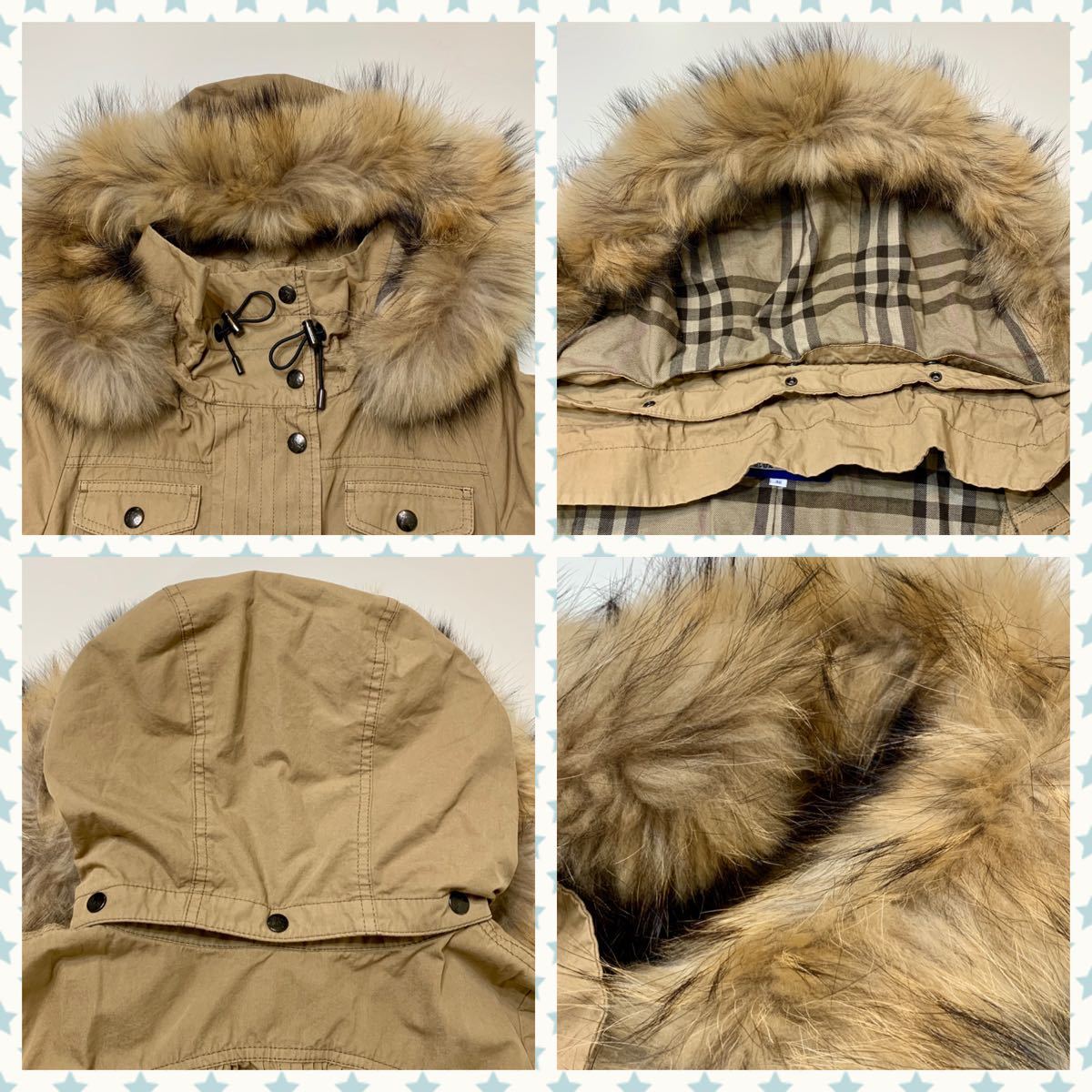 美品 バーバリー ブルーレーベル モッズ コート キャメル サイズ38