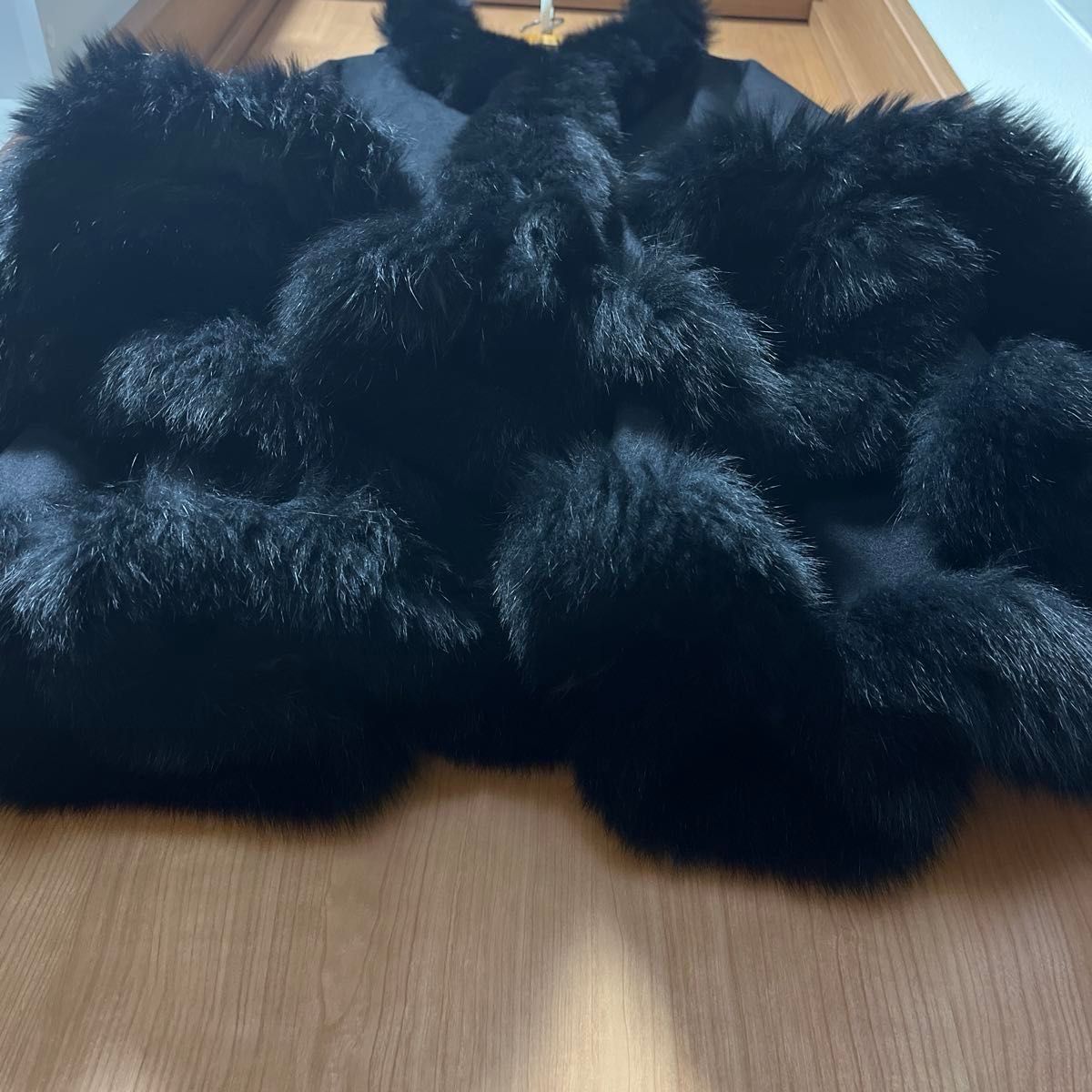 日本製 カシミヤ100% ブルーフォックスファー ポンチョ マント ケープ