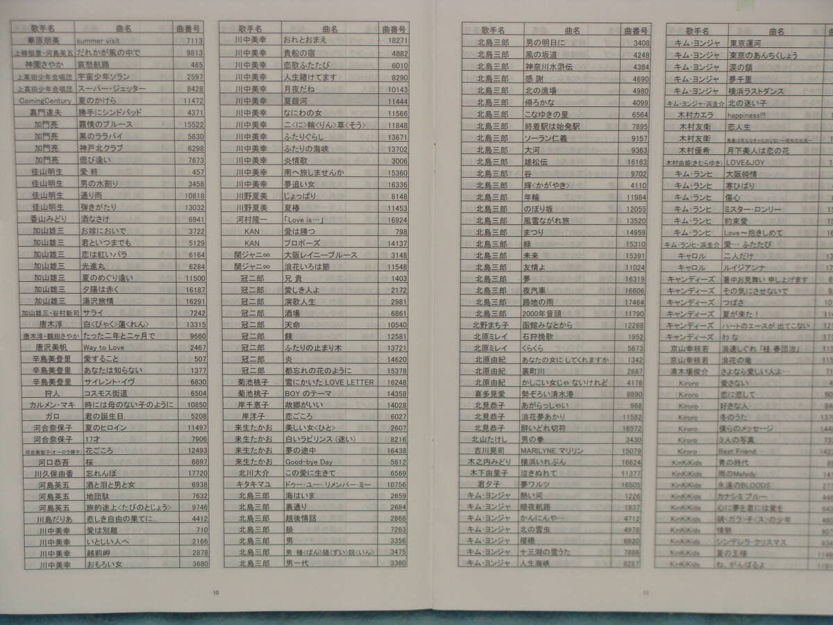 カラオケ1番 Aカートリッジ 3000曲の曲目リスト 曲目内容の一部は画像2