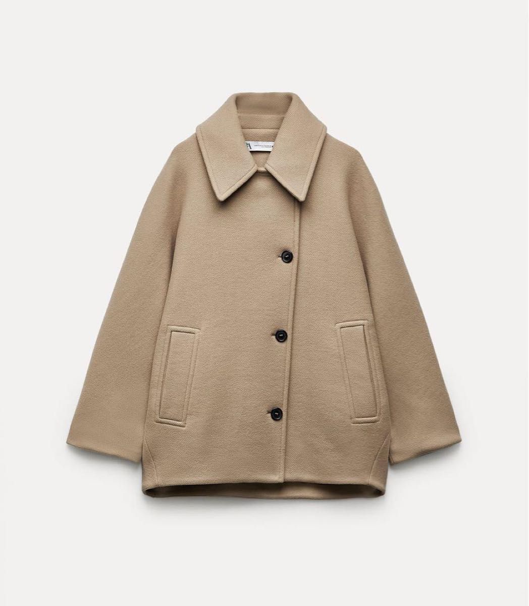 ZARA MANTECO オーバーサイズ ウール ブレンド クロップドコート 新品