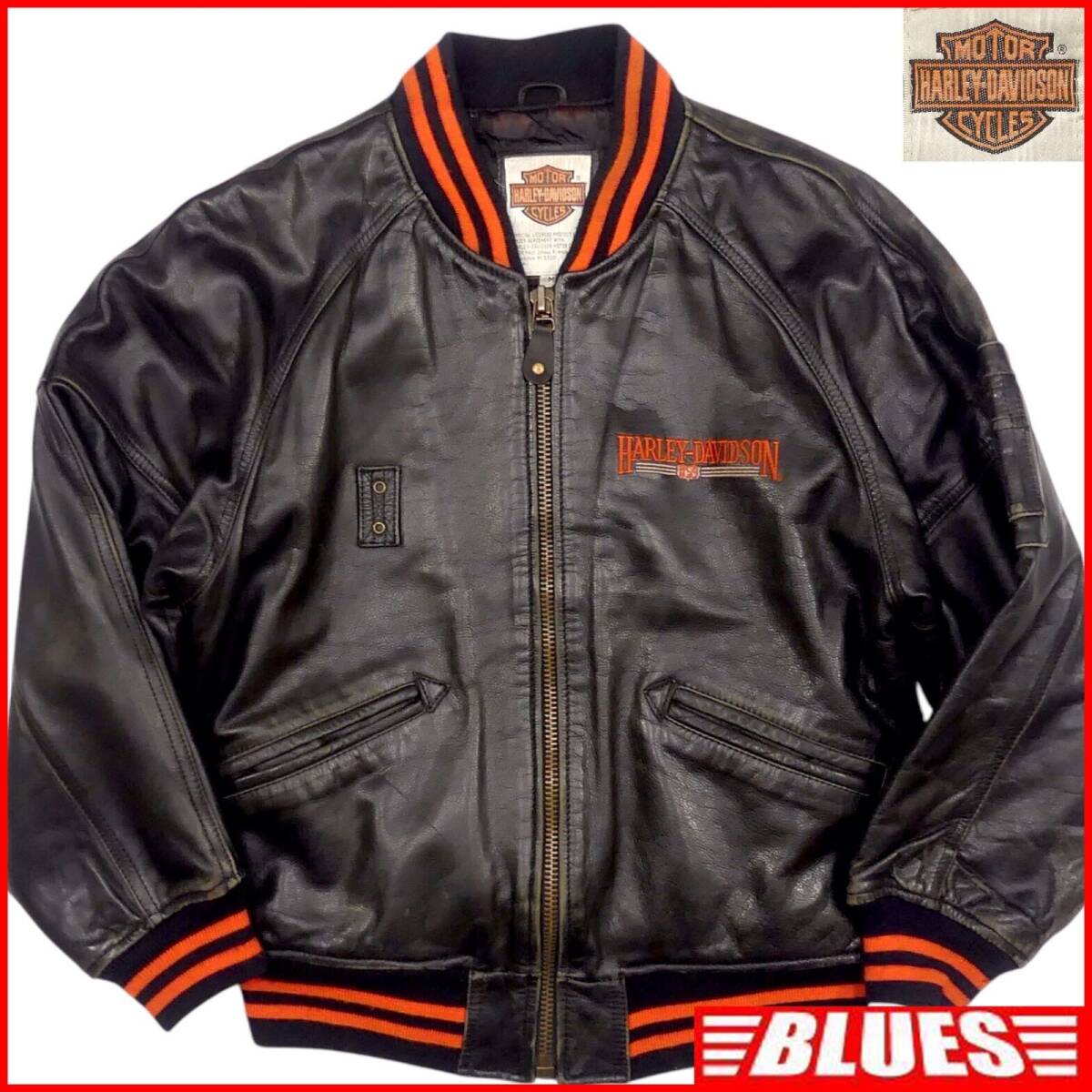 即決 HARLEY DAVIDSON メンズ M オールレザースタジャン ハーレー